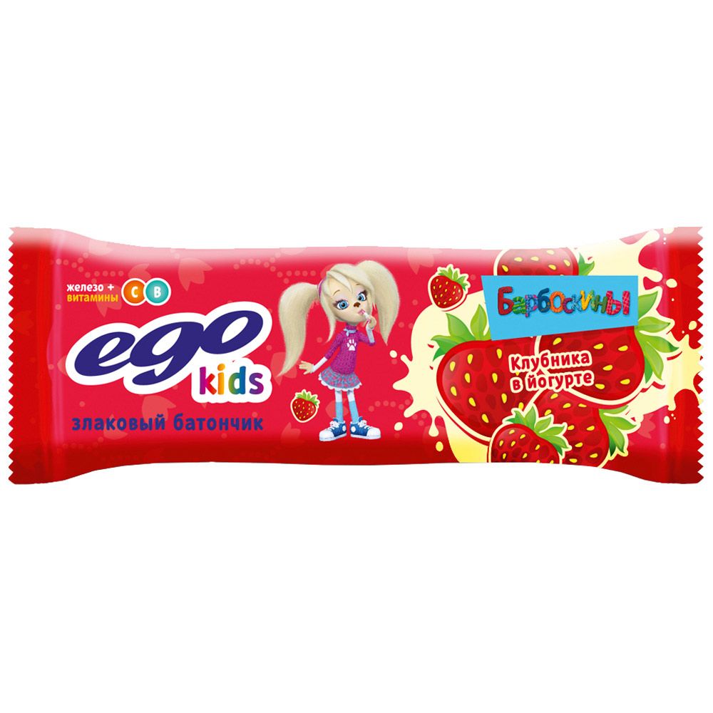 фото упаковки EGO Kids Батончик мюсли с клубникой в йогурте