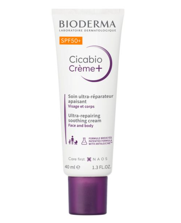 фото упаковки Bioderma Cicabio+ Крем восстанавливающий, SPF50, крем, успокаивающий, 40 мл, 1 шт. фото упаковки Bioderma Cicabio+ Крем восстанавливающий