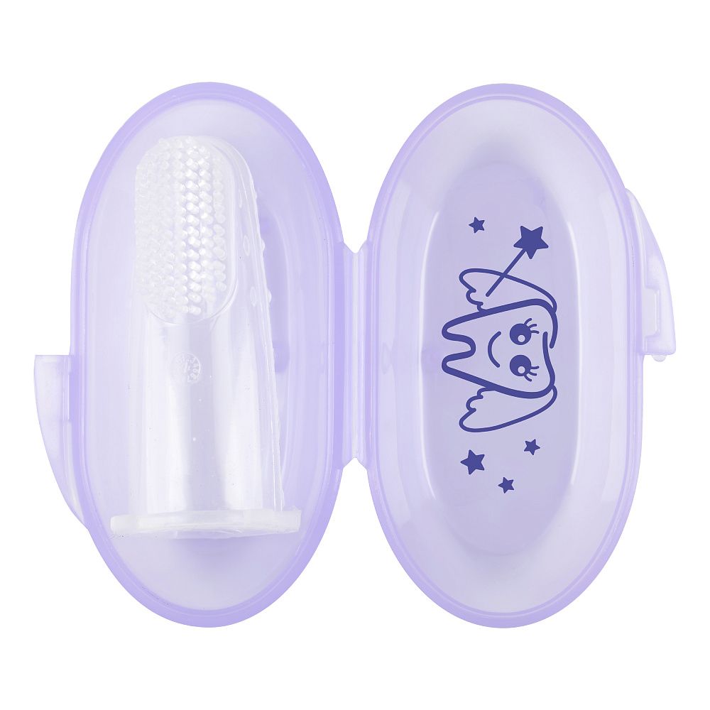 Курносики Зубная щетка силиконовая в футляре, для детей с 4 месяцев, цвет в ассортименте, 1 шт.