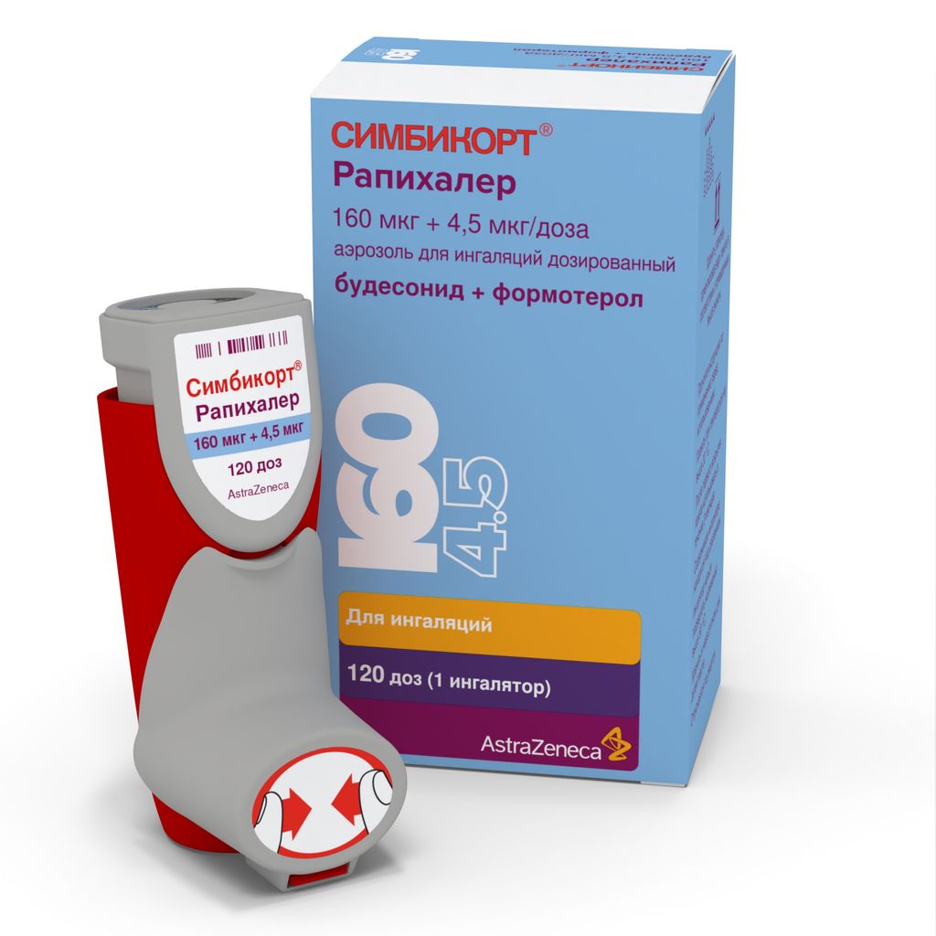 Симбикорт Рапихалер, 160 мкг+4.5 мкг/доза, 120 доз, аэрозоль для ингаляций, 1 шт.