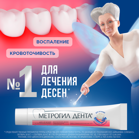 Метрогил Дента, гель стоматологический, 20 г, 1 шт.