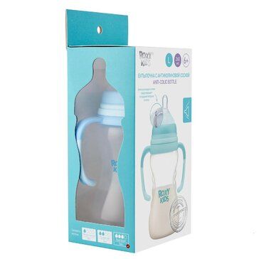 Roxy-kids бутылочка для кормления с силиконовой соской L, для детей с 6 месяцев, бутылочка с ручками, с широким горлышком, 260 мл, 1 шт.