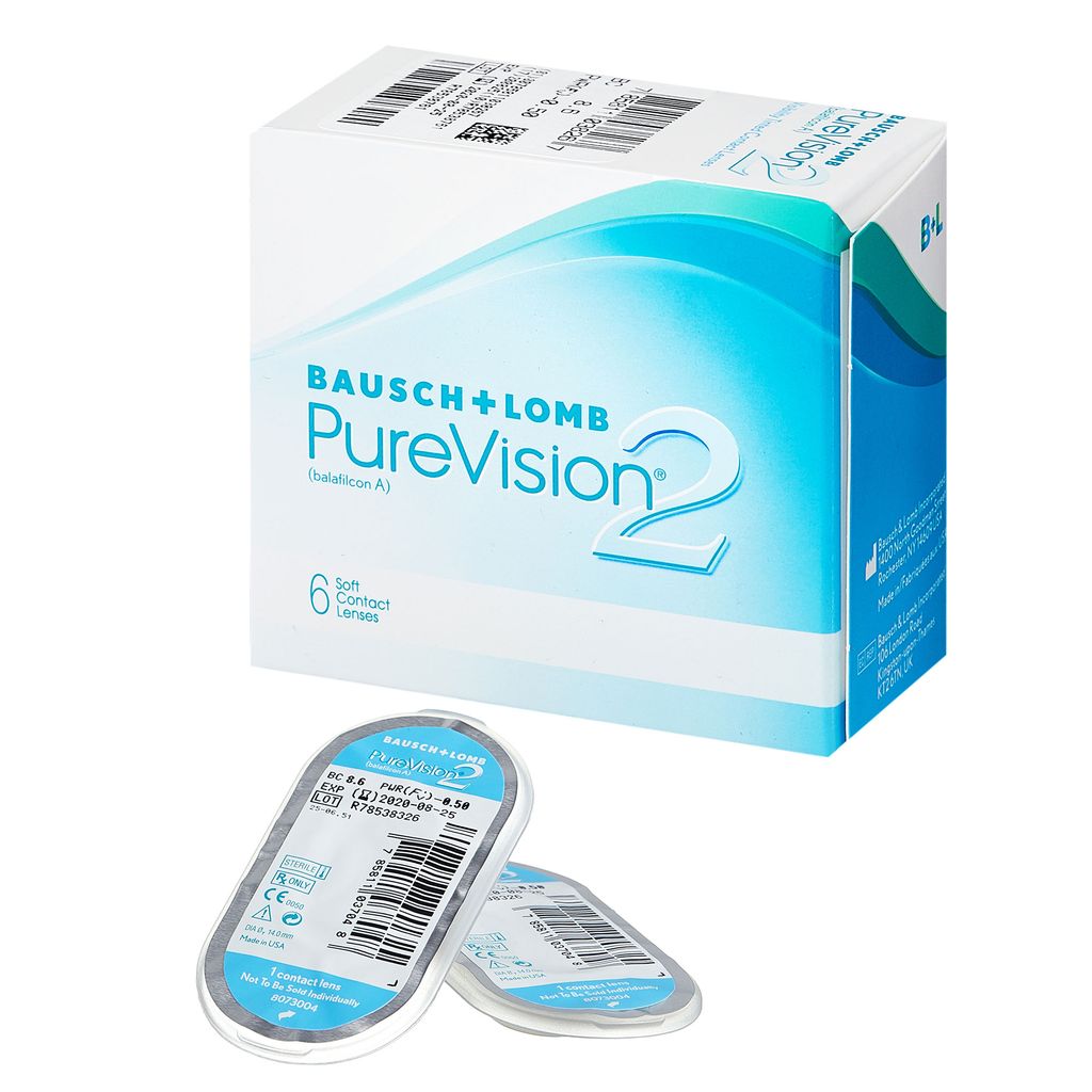 Bausch&Lomb PureVision 2 Контактные линзы плановой замены, BC=8.6 d=14.0, D(-2.25), 6 шт.