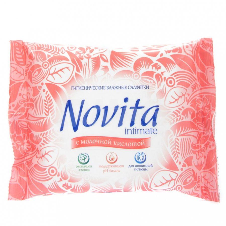 фото упаковки Салфетки влажные для интимной гигиены Novita intimate