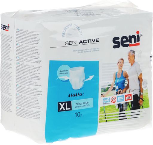 Подгузники-трусы для взрослых Seni Active, Extra Large 4 (120-160 см), 10 шт.