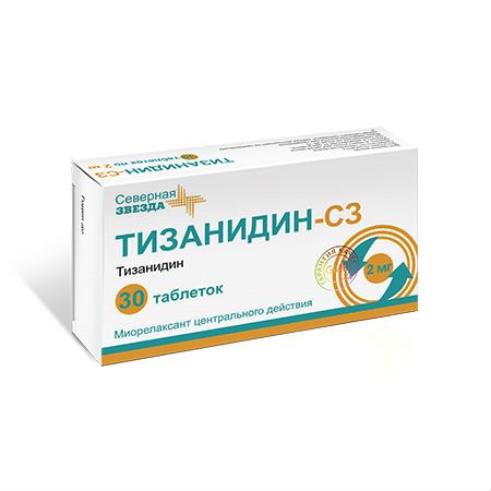Тизанидин-СЗ, 2 мг, таблетки, 30 шт.