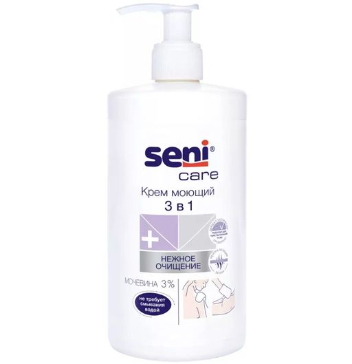 Seni care крем для тела моющий 3в1, моющий крем без воды и мыла, 500 мл, 1 шт.