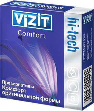 Презервативы Vizit Hi-Tech Comfort, презервативы, специальной формы, 3 шт.