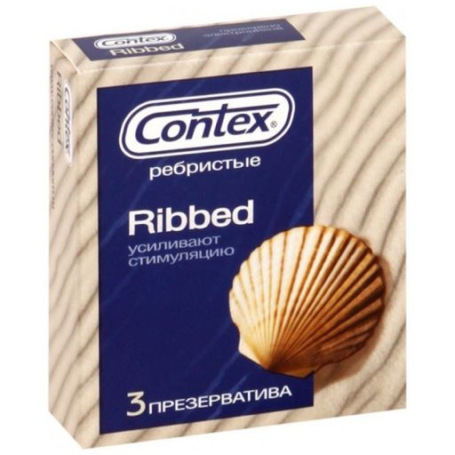 Презервативы Contex Ribbed, презерватив, с ребрами и пупырышками, 3 шт.