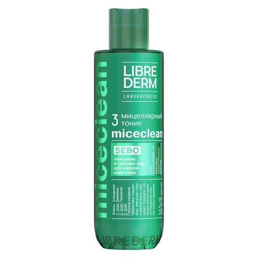 Librederm Miceclean Sebo Мицеллярный тоник, тоник для лица, для жирной и комбинированной кожи, 200 мл, 1 шт.