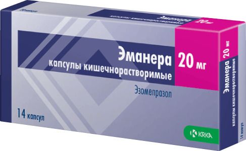 Эманера, 20 мг, капсулы кишечнорастворимые, 14 шт.