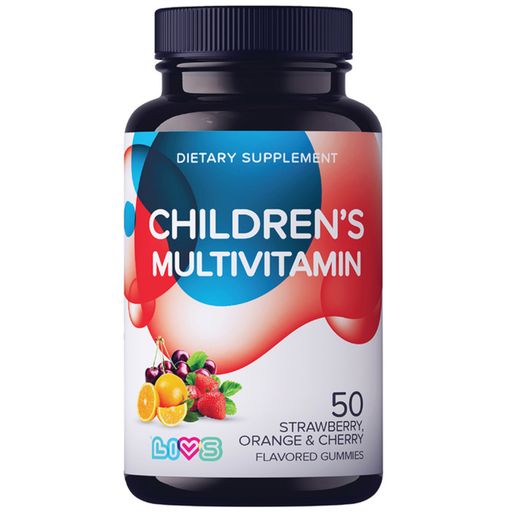 Livs Витамины для детей, пектиновые мармеладные пастилки, со вкусом клубники, апельсина и вишни, 50 шт.