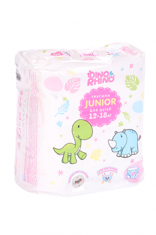 Dino&Rhino Подгузники-трусики для детей, р. junior, 12-18 кг, 17 шт.