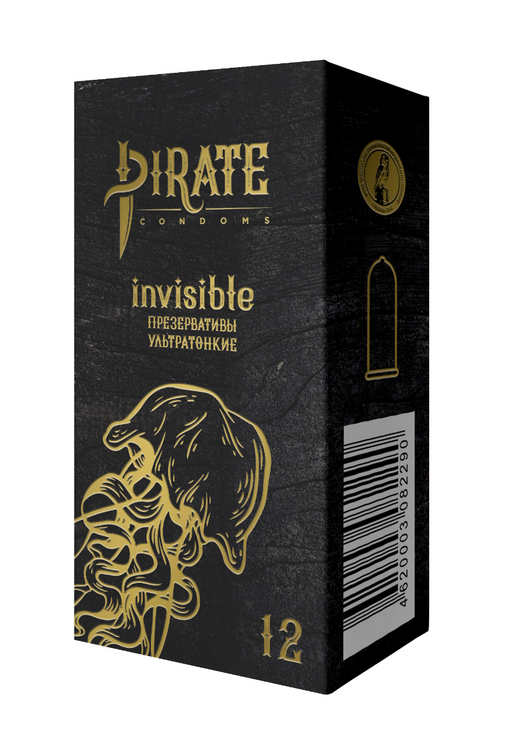 Pirate Презервативы invisible, презервативы, ультратонкие, 12 шт.