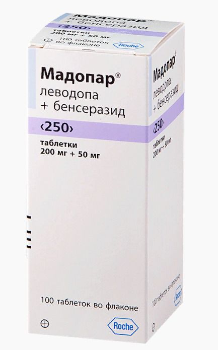 Мадопар 250, 200 мг+50 мг, таблетки, 100 шт.